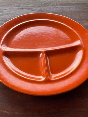Mid Century Metlox Poppytrail California Pottery Orange Divider Plate